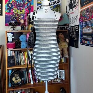 AKIRA Black and White Striped Mini Dress